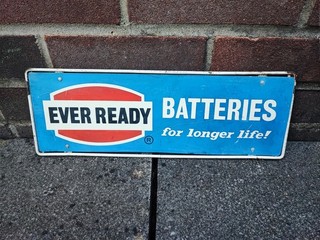 VINTAGE EVER READY BATTERIES ADVERTISING SIGN
