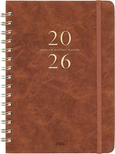 2026 Planner - Weekly & Monthly 2026 Planner with 12 Monthly Tabs, Brown
