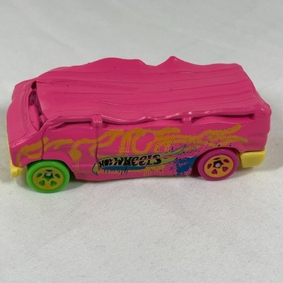 Hot Wheels Blind-Sided Pink Diecast Crushed Car Van 2019 Neon Monster Truck USED