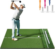 5x4ft Golf Hitting Mat with Ball Tray Dual Turf Swing Driving Training Practice