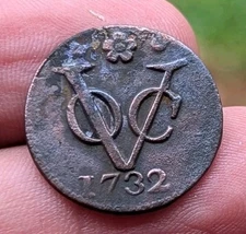 1732 Dutch Netherlands Colonial Voc Duit New York Penny HOLLAND Coin_Z509