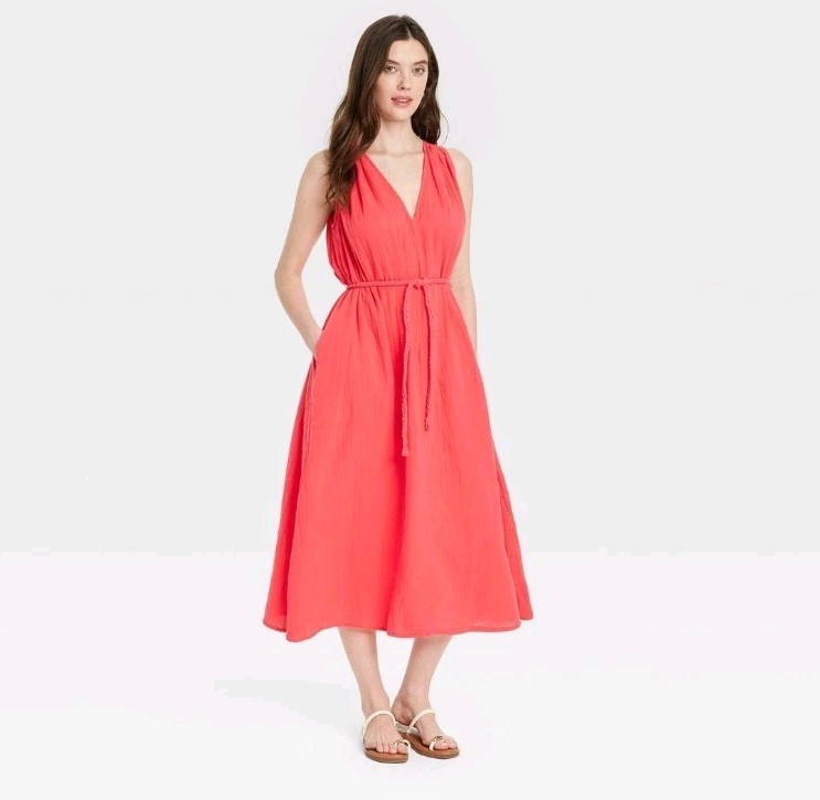 knee length dresses for ladies Green Linen Belted Midi Dress – JO+CO