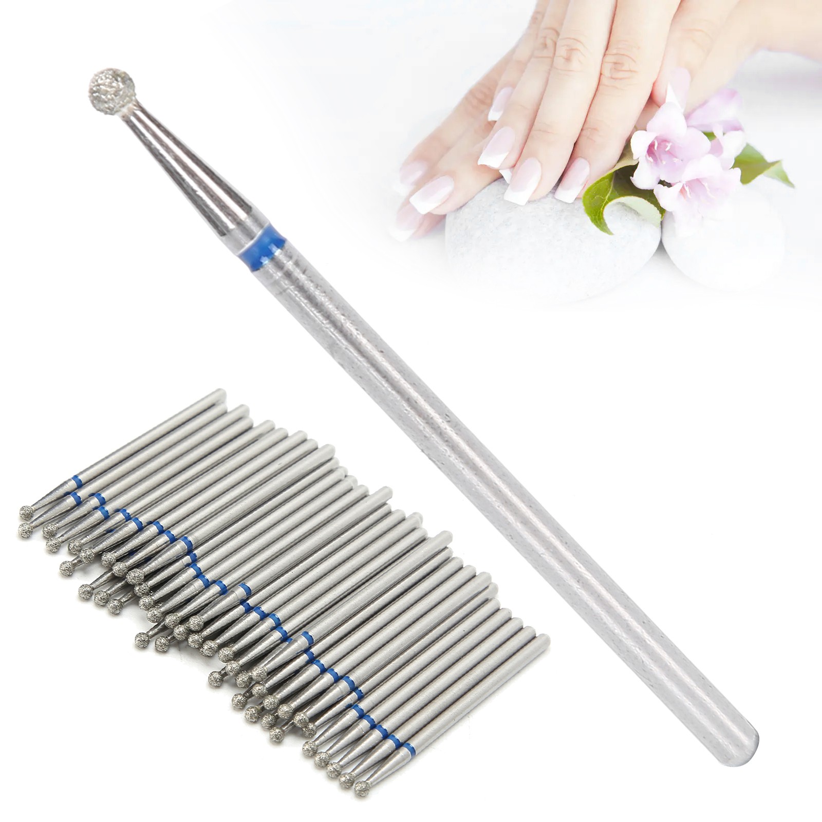 50pcs Spherical Nail Bits Dead Skin Removal Nail Polishing He BLW