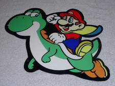 VINTAGE MARIO BROTHERS SUPER NINTENDO W/ YOSHI 12" SNES VIDEO GAME METAL AD SIGN