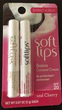 2 Pack SOFTLIPS LIMITED EDITION Coconut Cream  Cherry NEW Discontinued SPF 20