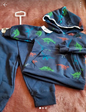 Free Planet Boys 12-18M Dinosaur Hooded Hoodie & Pants 2-Piece Set Blue