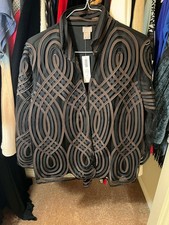 Travelers by Chicos Swirl Strip Jacket Size 2 Cocoa Bean