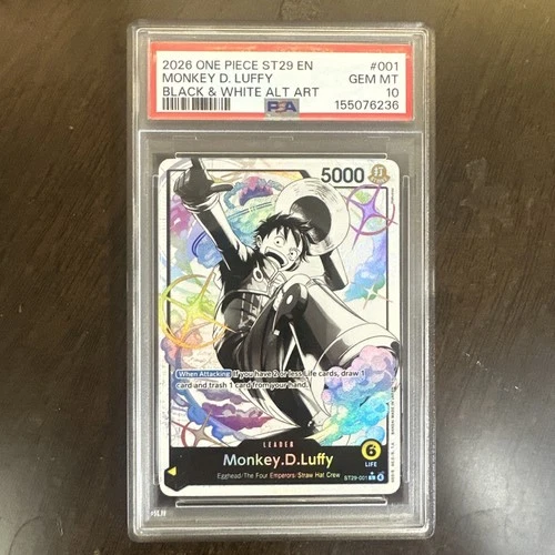 2026 One Piece ST29 En Black & White Alt Art #001 Monkey D. Luffy PSA 10