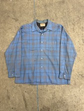Vintage 1950s Wool Skyline Loop Collar Board Shirt Size Large