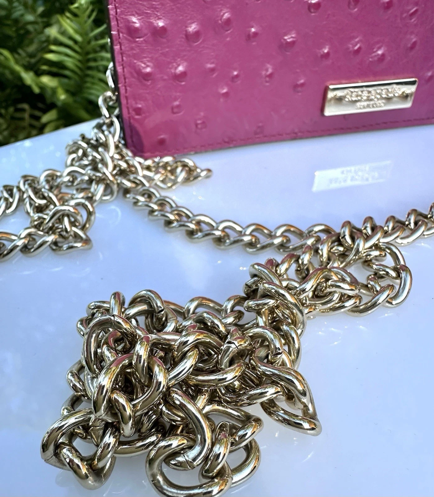 Borsa pochette Kate Spade Alexander Avenue Isabeli struzzo tracolla catena