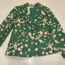 Boden Elizabeth Single Breasted 2 Button Classic Blazer Jacket Green Floral 4R