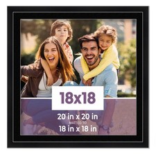 18x18 Frame Black With Black Picture Mat For 18x18 Photo - Black 20x20 Frame To