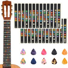 2 Pcs Guitar Fretboard Stickers Guitar Note Stickers With 10 Pcs Guitar Picks