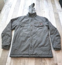 Wrangler Workwear Distressed Faded Canvas Hooded Full Zip Jacket Men's Small