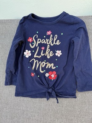Carters Childrens s T- Shirt   Sparkle Like Mom , Flowers, Sparkles Tie Waist 2T