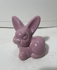 Vtg Pink Ceramic Easter Bunny Rabbit Figure Figurine Holiday Decor 1970s
