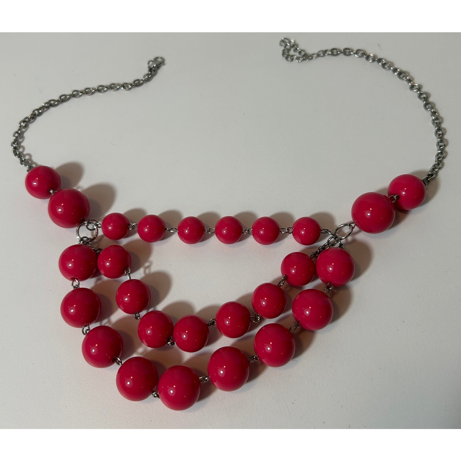 Bold Red Beaded Multi-Strand Statement Bubble Bib… - image 3