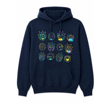 Rick and Morty Gradient Navy Hoodie Cartoon Graphic Pullover Sweatshirt Licensed