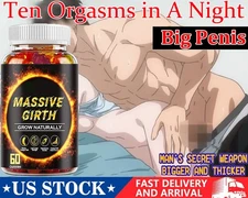 #1 BEST-MALE ENLARGER THICKER LONGER BIGGER 4" GROWTH ENLARGEMENT 60-300 GUMMIES