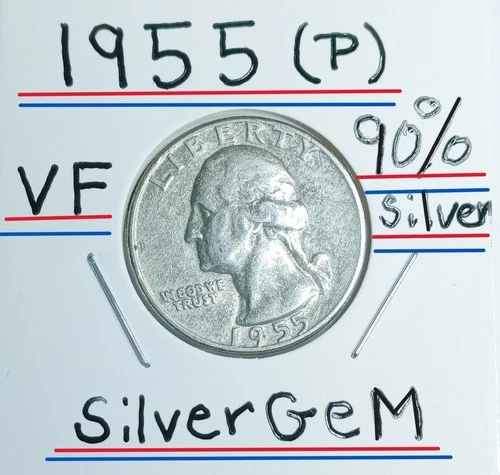 1955 (P) Washington Quarter In VF Condition 90% Silver Must Look & Judge It ! !