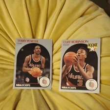 NBA Hoops 1990 Terry Porter & Cliff Robinson Rookie Cards - Trail Blazers Lot