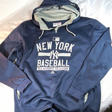 Majestic New York Yankees MLB Authentic Collection Blue/Gray Pullover Hoodie XL
