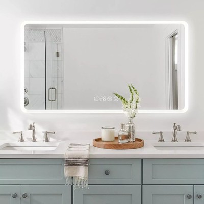 LED Bathroom Mirror with Touch Control 3 Color Modes Demister Anti-Fog ...