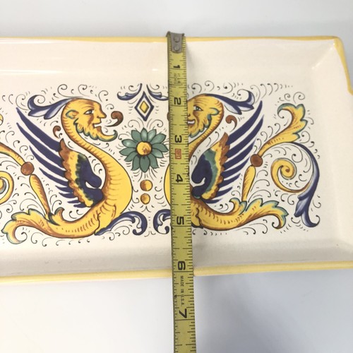 Deruta Italian Ceramiche Raffaellesco Dragon Yellow Rectangular Serving Plate - Picture 6 of 9