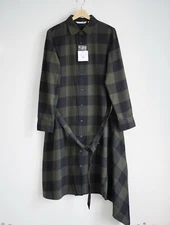 JW Anderson Flannel Asymmetric Hem Uniqlo Belted Checked Dress Size Medium