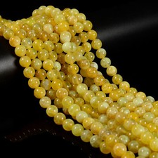 Yellow Fire Agate Smooth Round Beads Size 6mm 8mm 10mm 15.5'' Strand