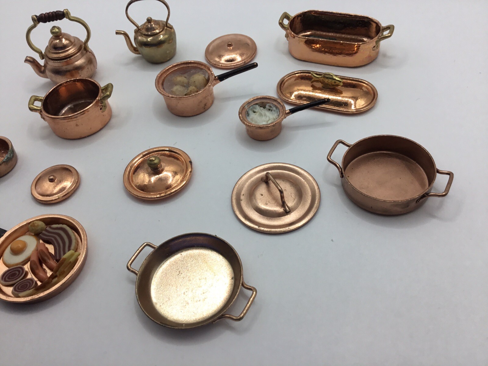 Dolls House Copper Coloured Pots And Pans eBay