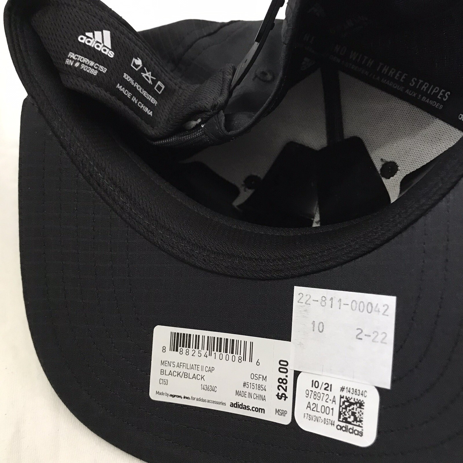 Adidas Affiliate II Black On Black Tonal Adjustable SnapBack Cap Hat