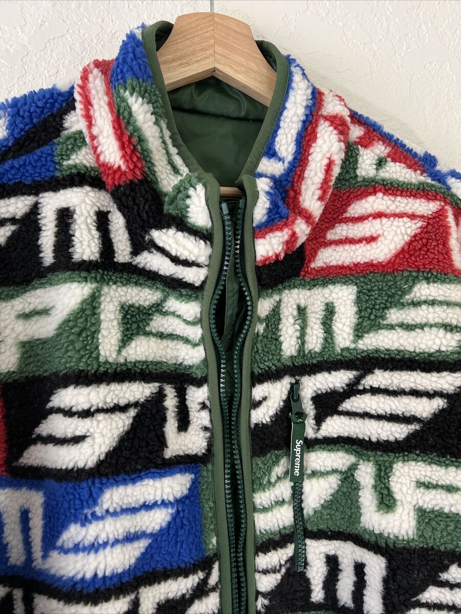 SUPREME GEO REVERSIBLE WINDSTOPPER FLEECE JACKET XL GREEN MULTI FW22