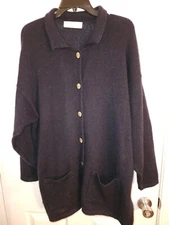 Royal Angora New Zealand Women's Cardigan Ornate Buttons Large Lambswool Angora