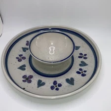 Pottery Chip and Dip Bowl/Server 11"