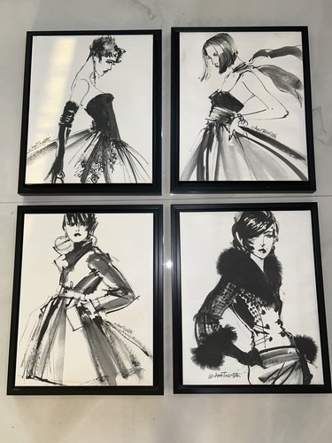 Four Fashion Model Black & white Art Prints 18 By 22 Inches Gigi Anne Tavoletti - Picture 2 of 6