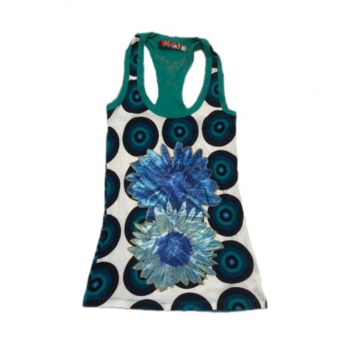 DESIGUAL white blue green pattern tank top size XS