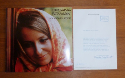 LP OKSAWA SOWIAK Jiddische Lieder - *Rarität* mit Schreiben Harmonia Mundi