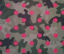 Green Glamo Camo Fabric Pink Dots DEAR STELLA Quilters Cotton BY THE YARD BTY