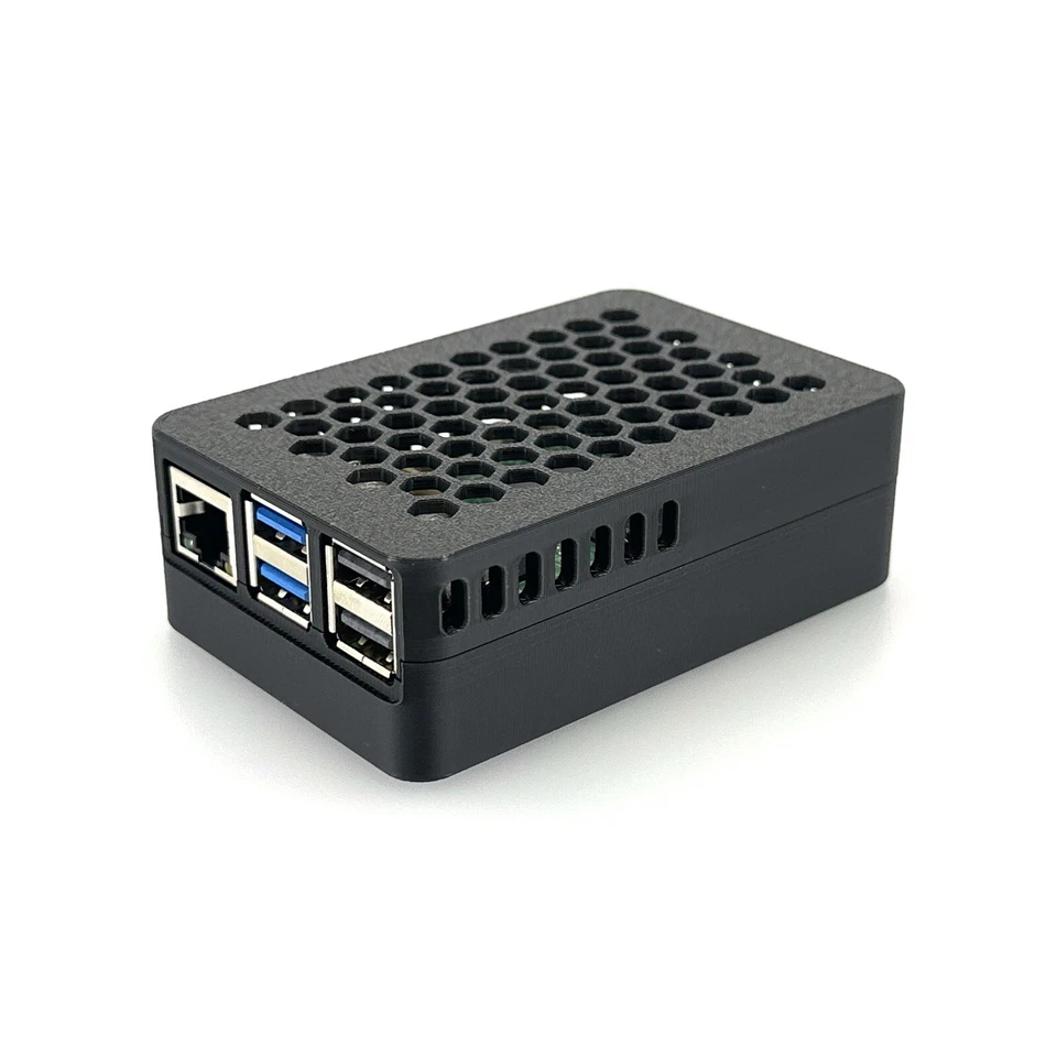 Raspberry Pi 5 Case for Official Raspberry Pi M.2 Hat+, Custom 3D-Printed, Black - Image 2 of 4