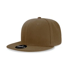 Decky Snapback Cap - Coyote Brown Acrylic Flat Bill Hat 6020-1COY New With Tags