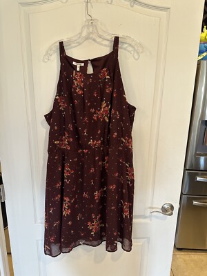 Maurices women's Burgundy floral sleeveless dress plus size new