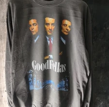 GOODFELLAS CUSTOM LONG SLEEVE DOUBLE SIDDED PRINT SHIRT LA APPAREL VINTAGE FADE