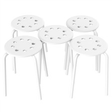 5x Plastic Stack Bar Stools for Kids Children Classroom Backless Seating, White