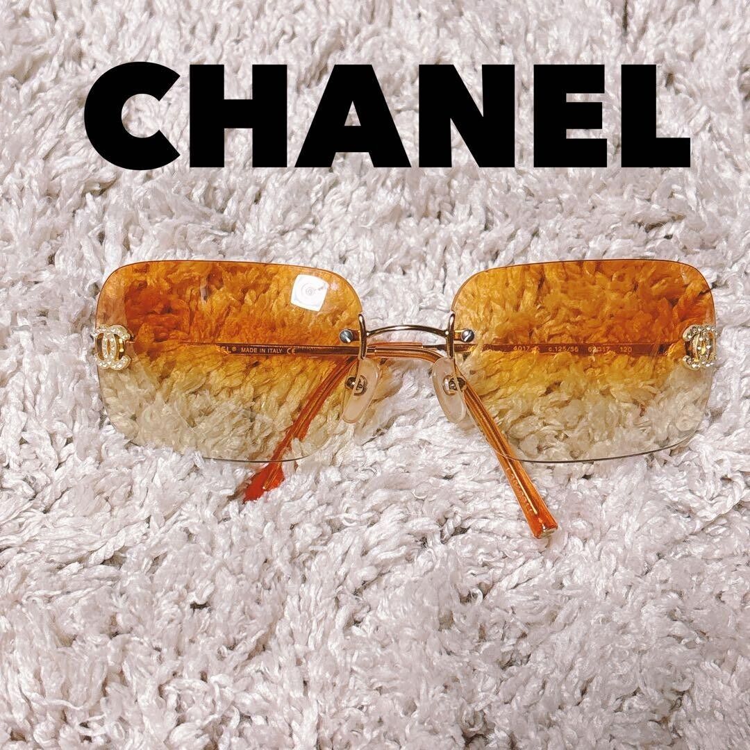 Chanel 4017-D c.125/56 62□17 120 Sunglasses Orange Gold w Chanel 4017-D c.125/56 62□17 120 Sunglasses Orange Gold w