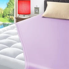 ELEMUSE King Mattress Pad Quilted Bed Mattress Topper, Purple Cooling Sheet