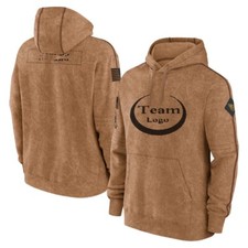 2023 Men's Brown Salute to Service Sideline Therma Pullover Hoodie Sweatshirt