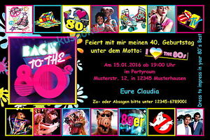 10 Einladungskarten 80er 80s Geburtstag Party Retro 80 Jahre Musik Disco Ebay