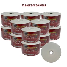 600 SKYTOR Blank 52X CD-R CDR 700MB White Top Glossy Printable Disc No Logo hp
