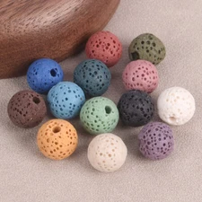 Round Colorful Lava Stone 6mm 8mm 10mm 12mm 14mm 16mm Loose Pelelith Beads Lot